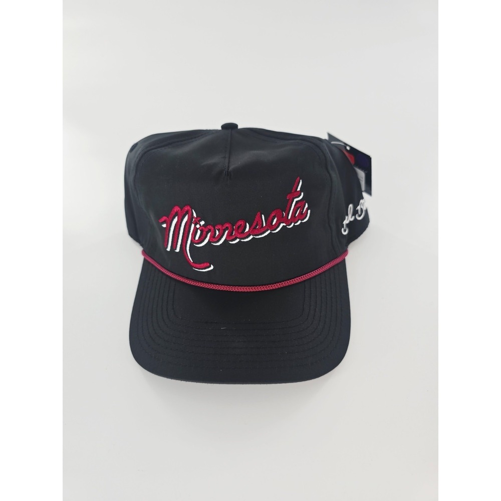Bad Birdie Black Minnesota Script Snapback Hat with Pink Trim